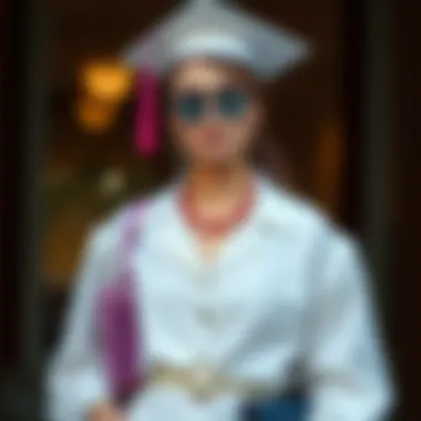 Trendy graduation outfit with accessories