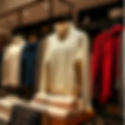 Elegant knitwear display in a boutique
