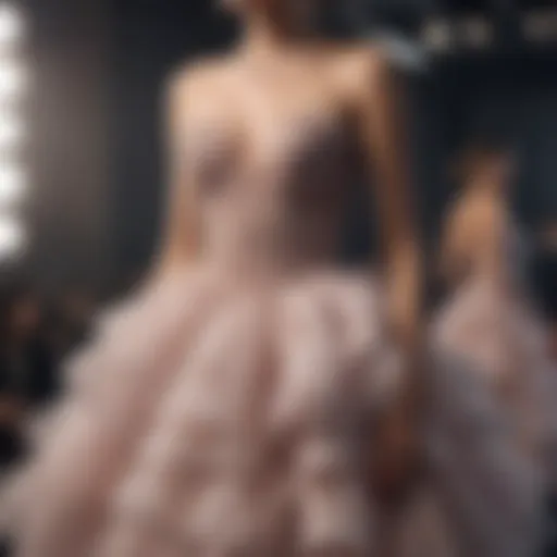 Elegant tulle dress on display at a fashion event showcasing modern trends.