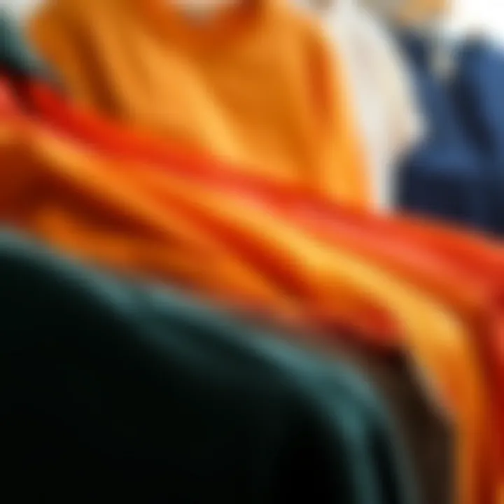 Variety of fabric options for straight tunics displayed