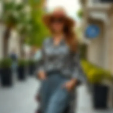 Stylish outfit combination with a patterned tunic