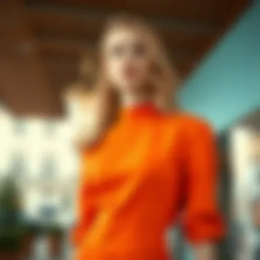 Stylish combination of orange dress with complementary colors