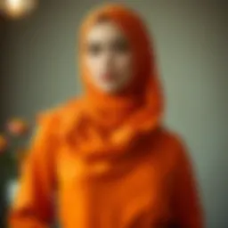 Elegant orange hijab dress styled for a chic look