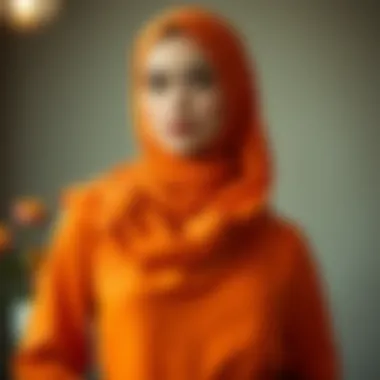 Elegant orange hijab dress styled for a chic look