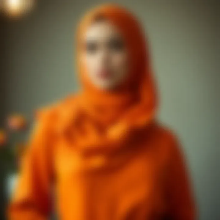 Elegant orange hijab dress styled for a chic look