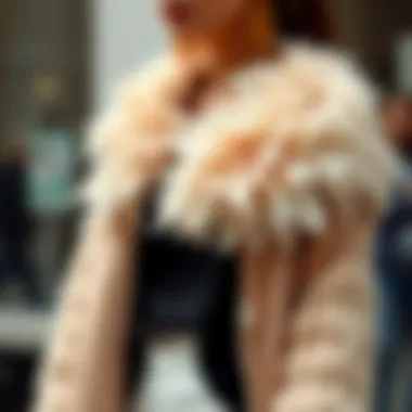 Elegant and cozy feathered cardigan draped over a stylish outfit.