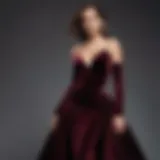 Elegant long evening gown in rich velvet fabric