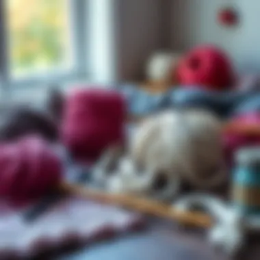A cozy setup with knitting tools and yarn showcasing creativity
