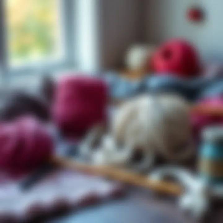 A cozy setup with knitting tools and yarn showcasing creativity