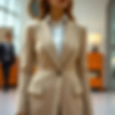 Long blazer showcased in a professional setting