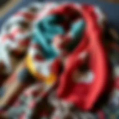 A stylish arrangement of Vissona scarves highlighting their modern designs.