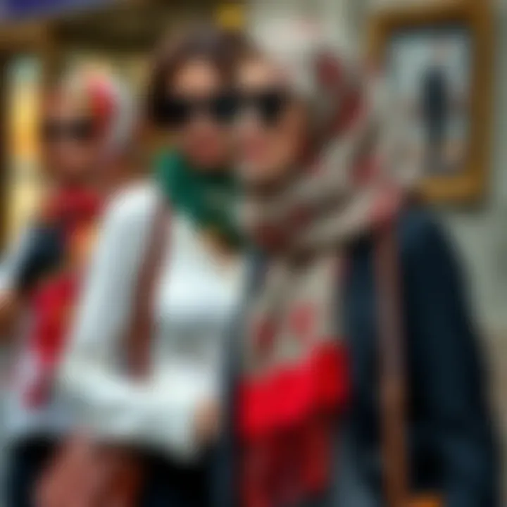 A creative display of Vissona scarves styled in various outfits.