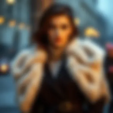 Elegant winter coat showcasing luxurious fabric and intricate design