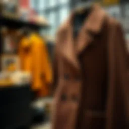 Elegant winter wool coat on display