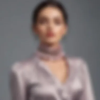 Chic Look with Elastic-Neck Blouse and Accessories A woman wearing an elastic-neck blouse paired with fashionable accessories.