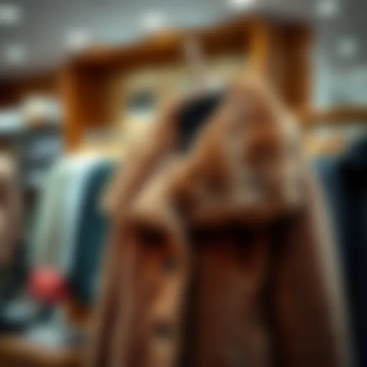 Chic fur-collared coat on a mannequin in a boutique