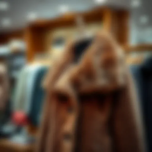 Chic Fur-Collared Coat in Boutique Chic fur-collared coat on a mannequin in a boutique