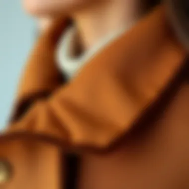 Detail of the collar design emphasizing texture and style