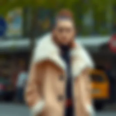 Fashionable outfit showcasing the fur-collared coat