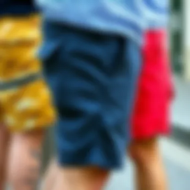 A variety of side pocket shorts in different colors and patterns