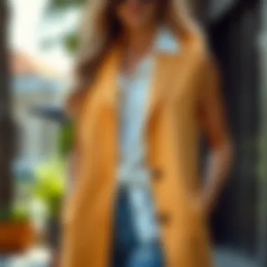 Elegant long vest in a summer outfit