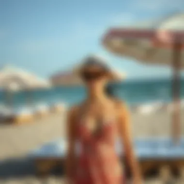 An elegant beach outfit combining functionality with style