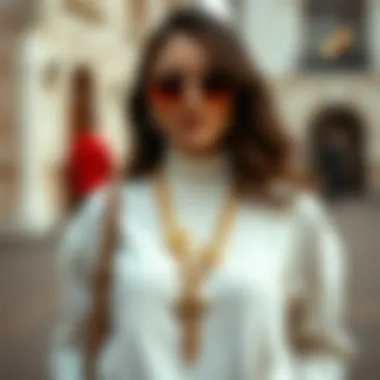 Stylish outfit featuring a clover chain necklace as a focal point