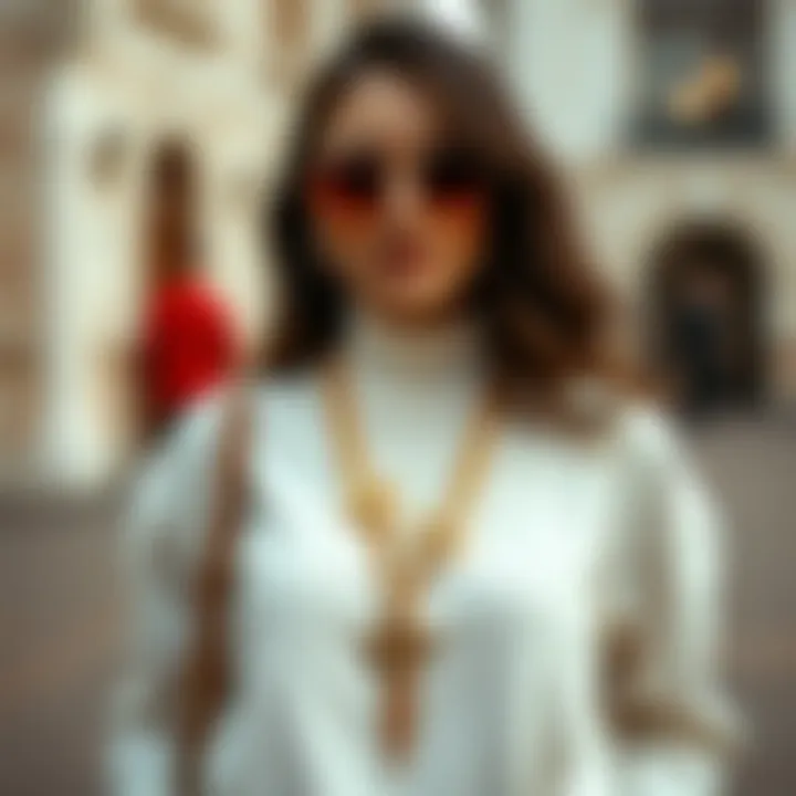 Stylish outfit featuring a clover chain necklace as a focal point